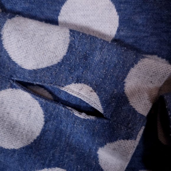 Betabrand Blue Polka Dot Cowl Neck Pullover Tunic Hoodie Large Made in USA - Picture 9 of 16